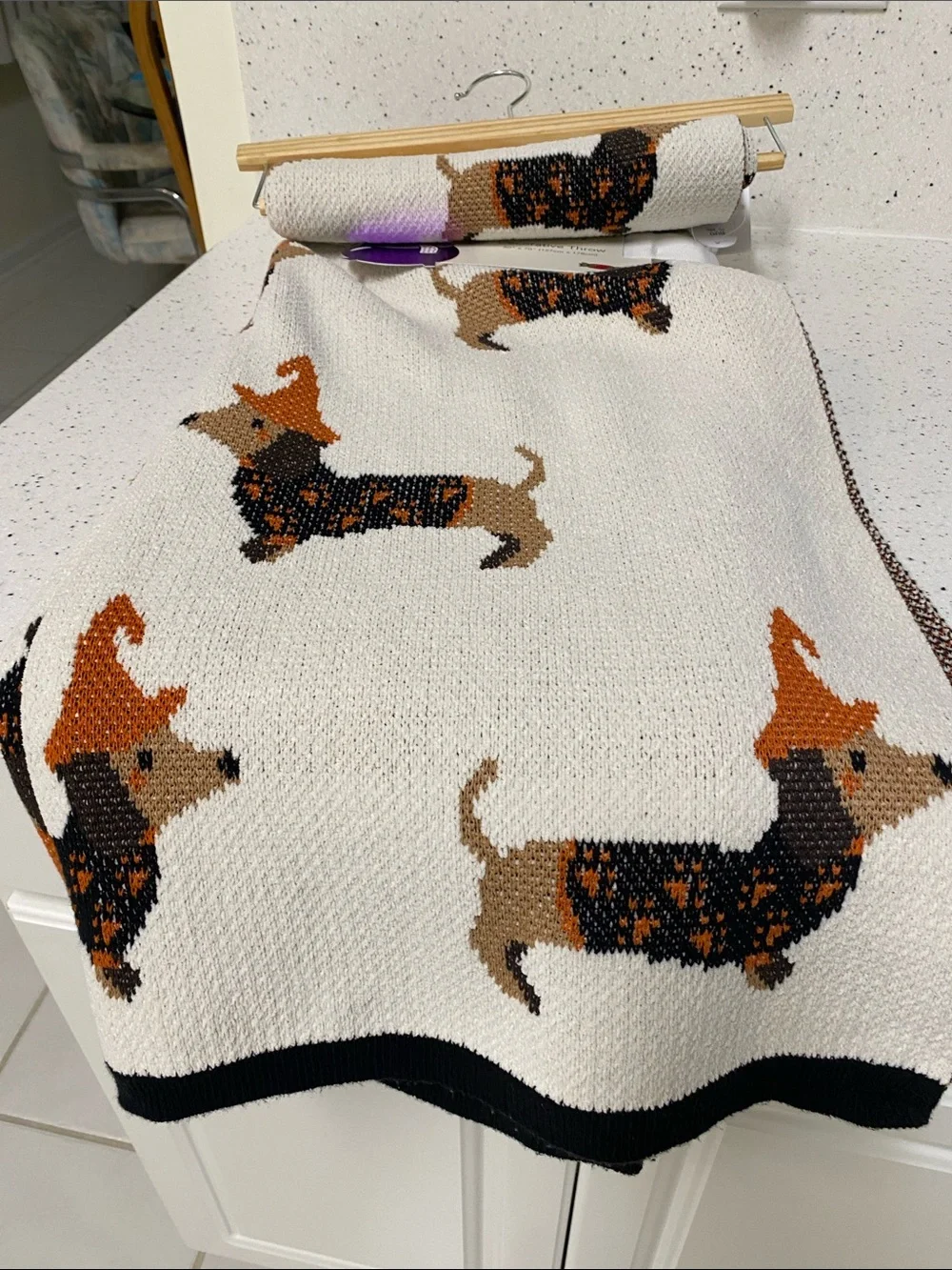 NWT.  Isaac Mizrahi, Halloween dachshund, throw blanket.